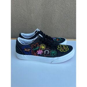 Vans Embroidered Black Cultivate Care Garden Old Skool Sneaker Womens Size 9